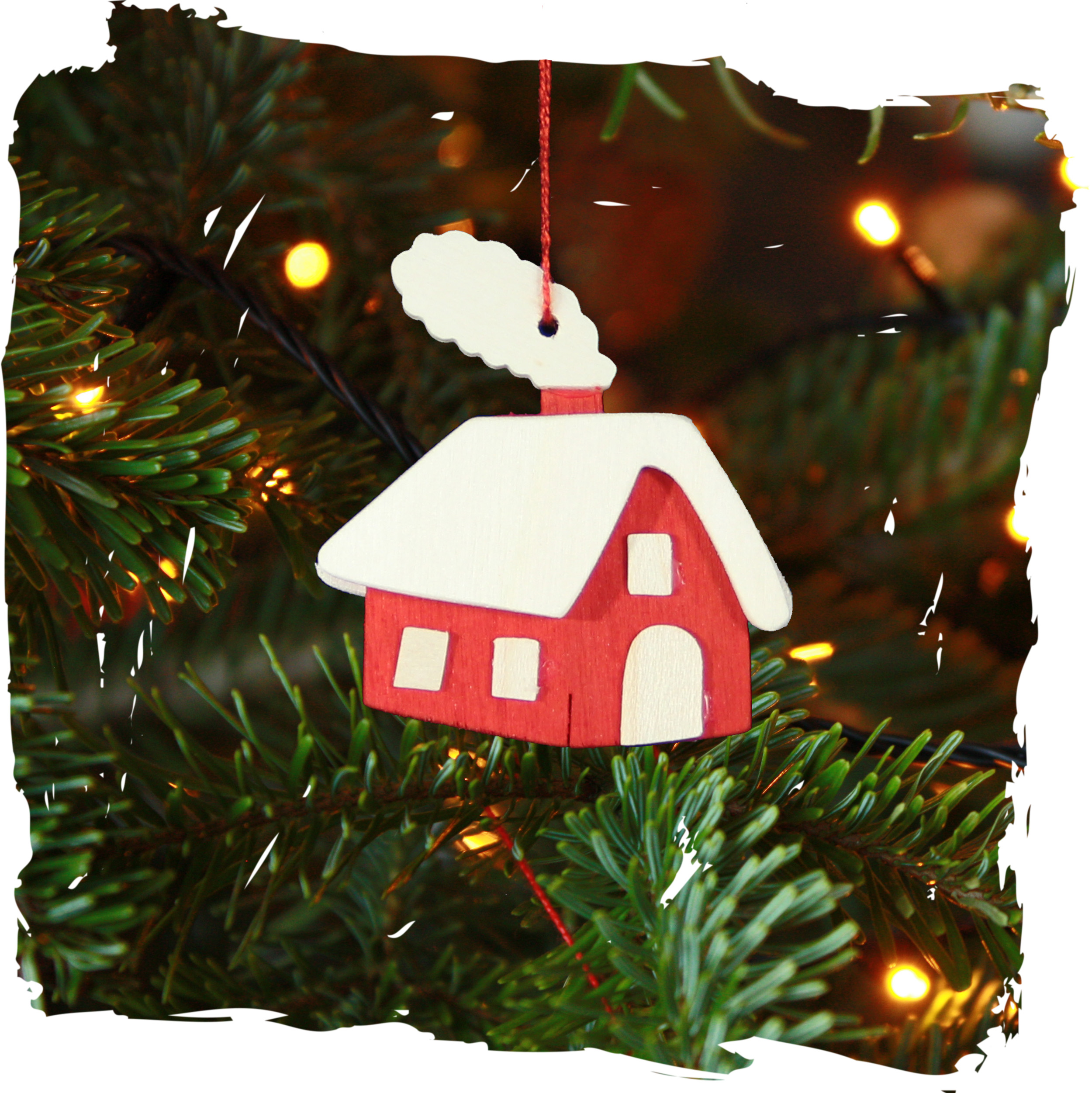 Haus, rot | Weihnacht zweifarbig M Alb Weihnachtsdeko | Weihnachtsdeko 