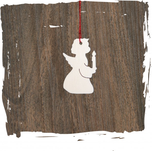 Kleiner Engel mit Kerze, natur, Weihnachtsdeko aus Holz