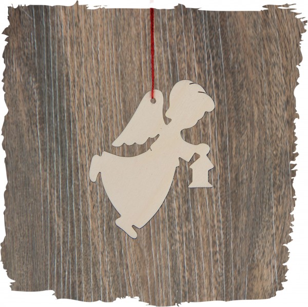 Engel mit Laterne, natur, Weihnachtsdeko aus Holz